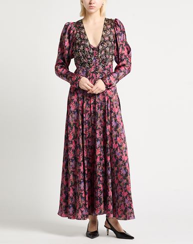 Woman Maxi dress Fuchsia Size 4 Polyester, Silk