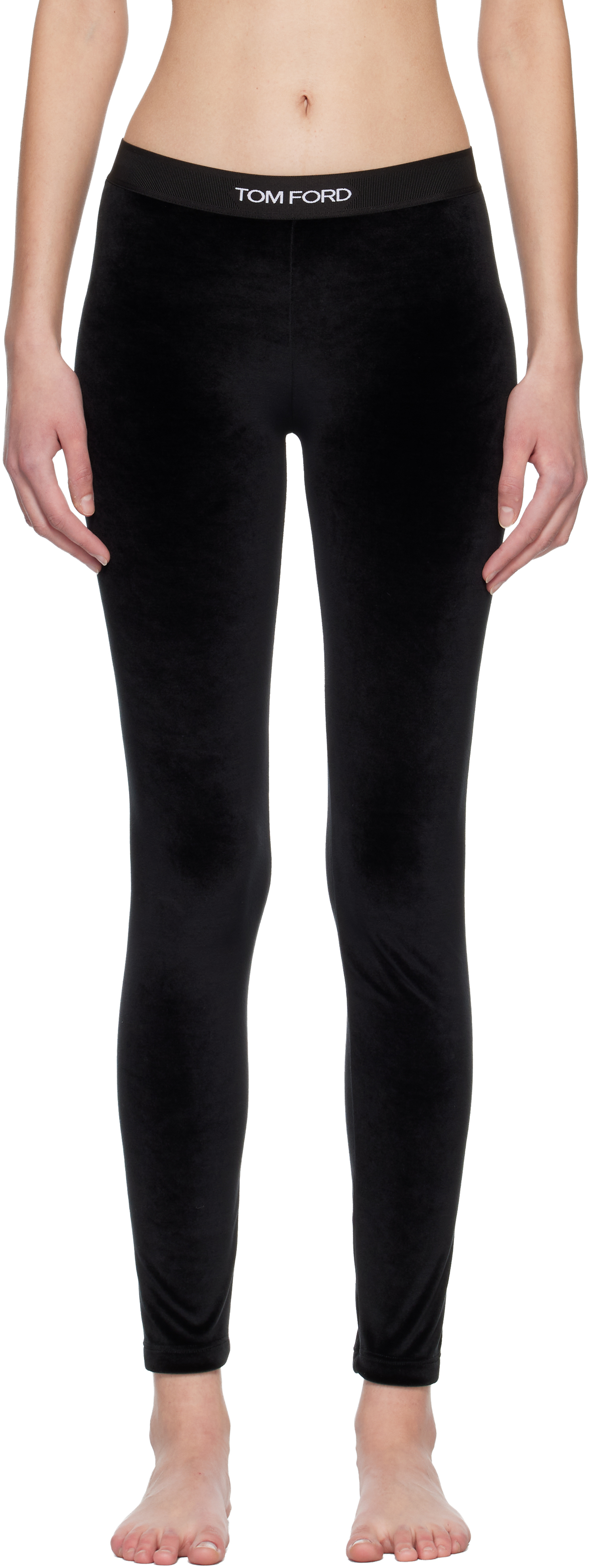 Black Stretch Lustrous Velour Signature Leggings