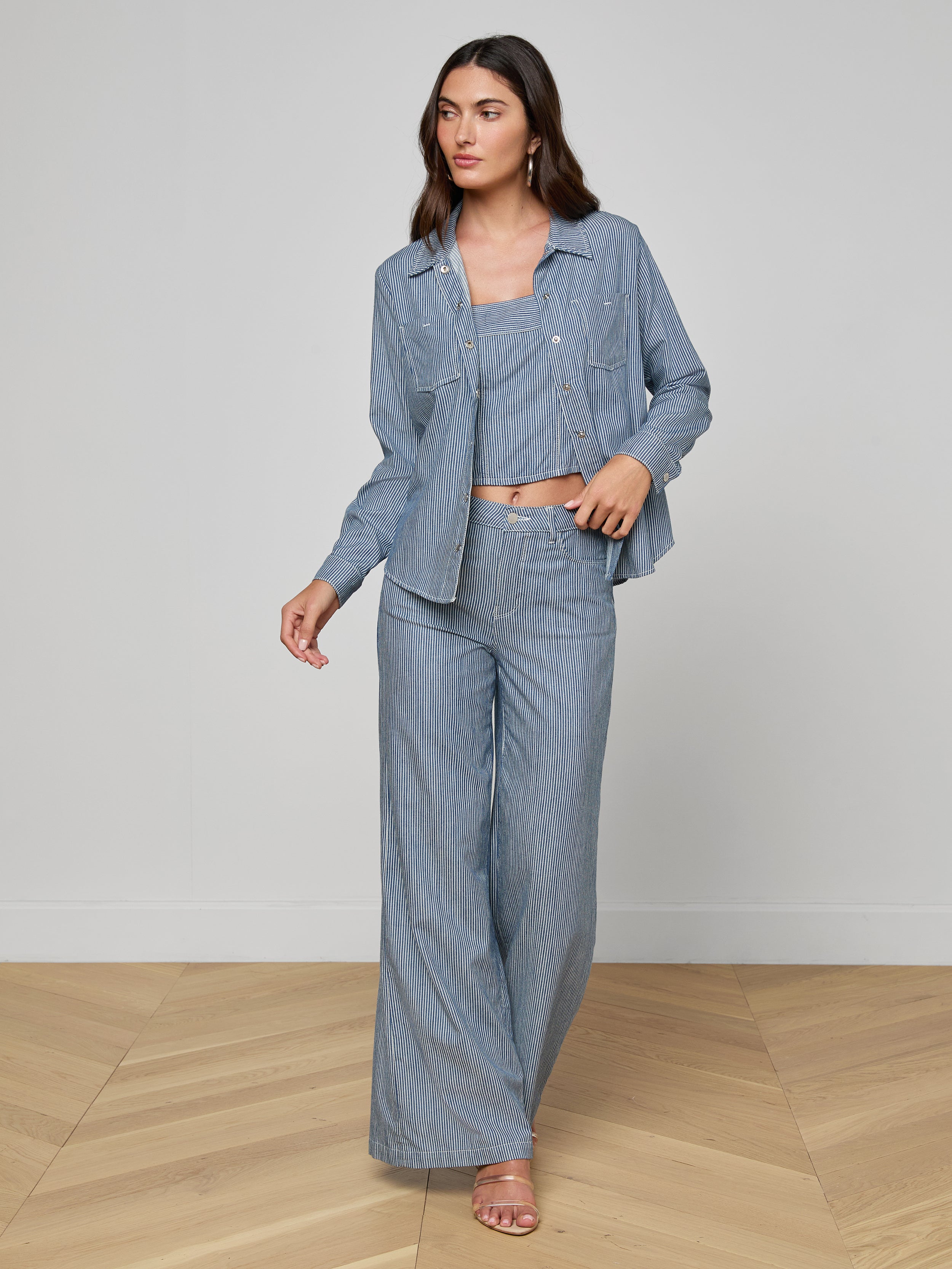Isla Shirt In Azure Blue Stripe