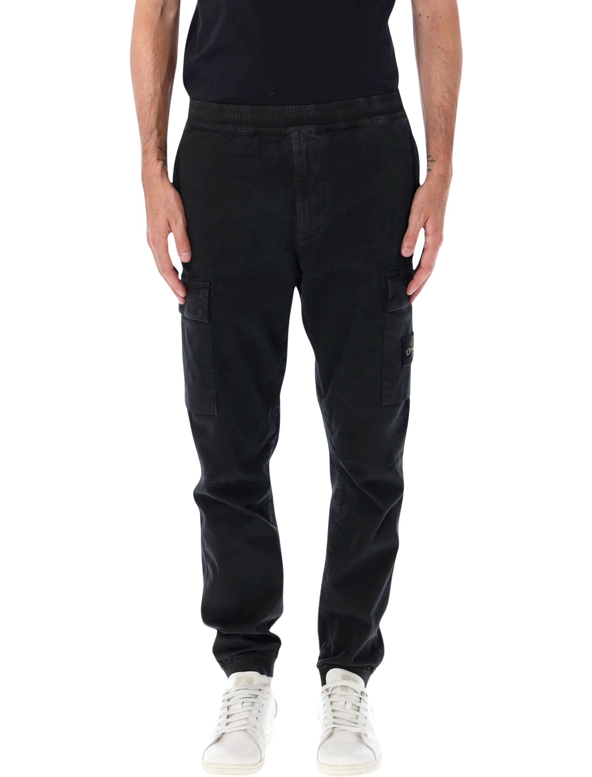 Stone-Effect Cotton Stretch Trousers for Men