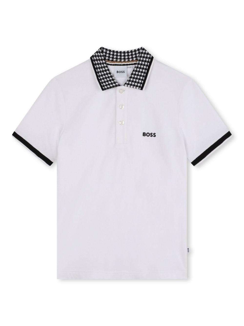 Houndstooth-collar polo shirt - White