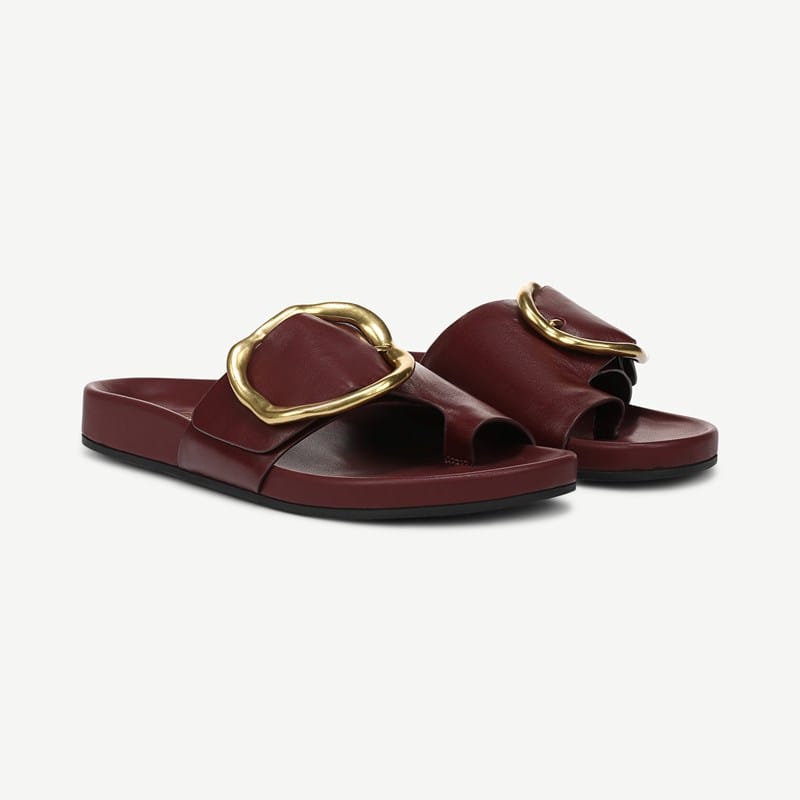 Shoes Brianka Slide Sandal Wine Red Leather