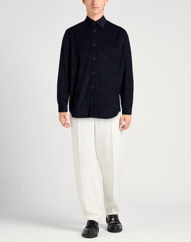 Man Shirt Midnight blue Size L Cotton, Lyocell