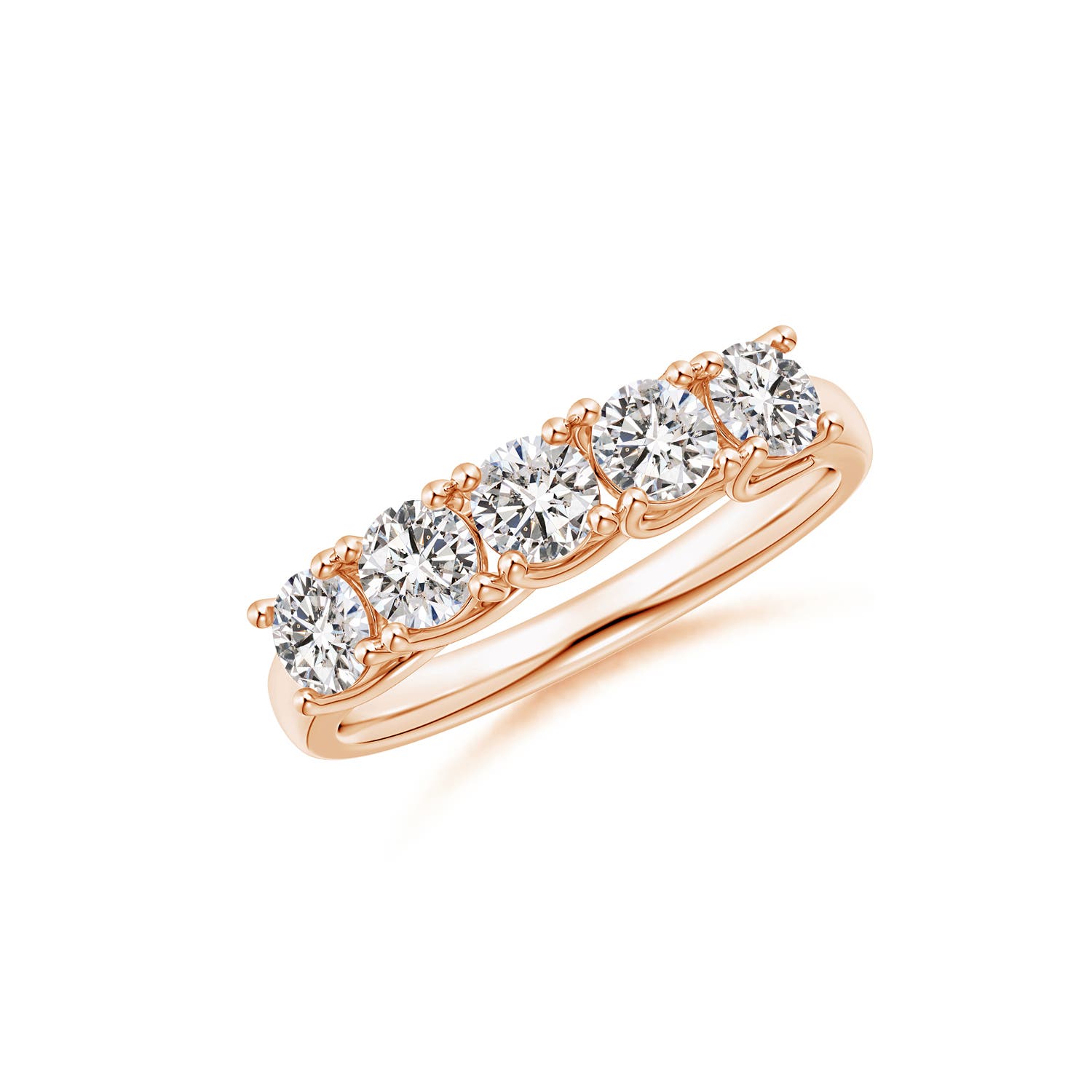 Angara 1.0 Carat Half Eternity Five Stone Diamond Wedding Band in 18K Rose Gold