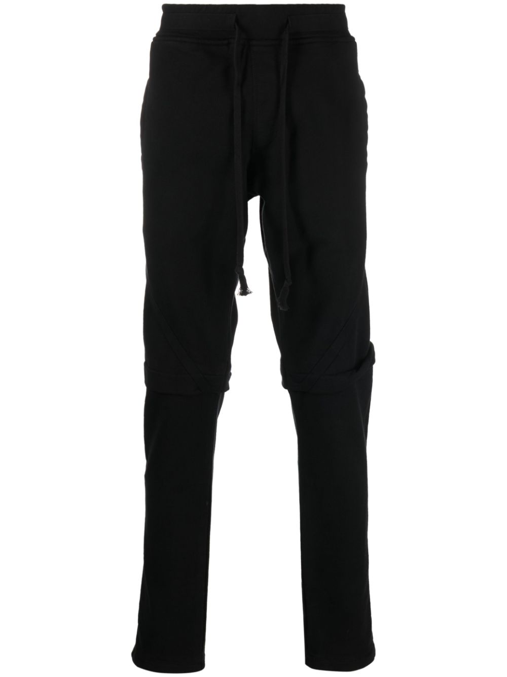 Fleece drawstring-waist cotton trousers - Black