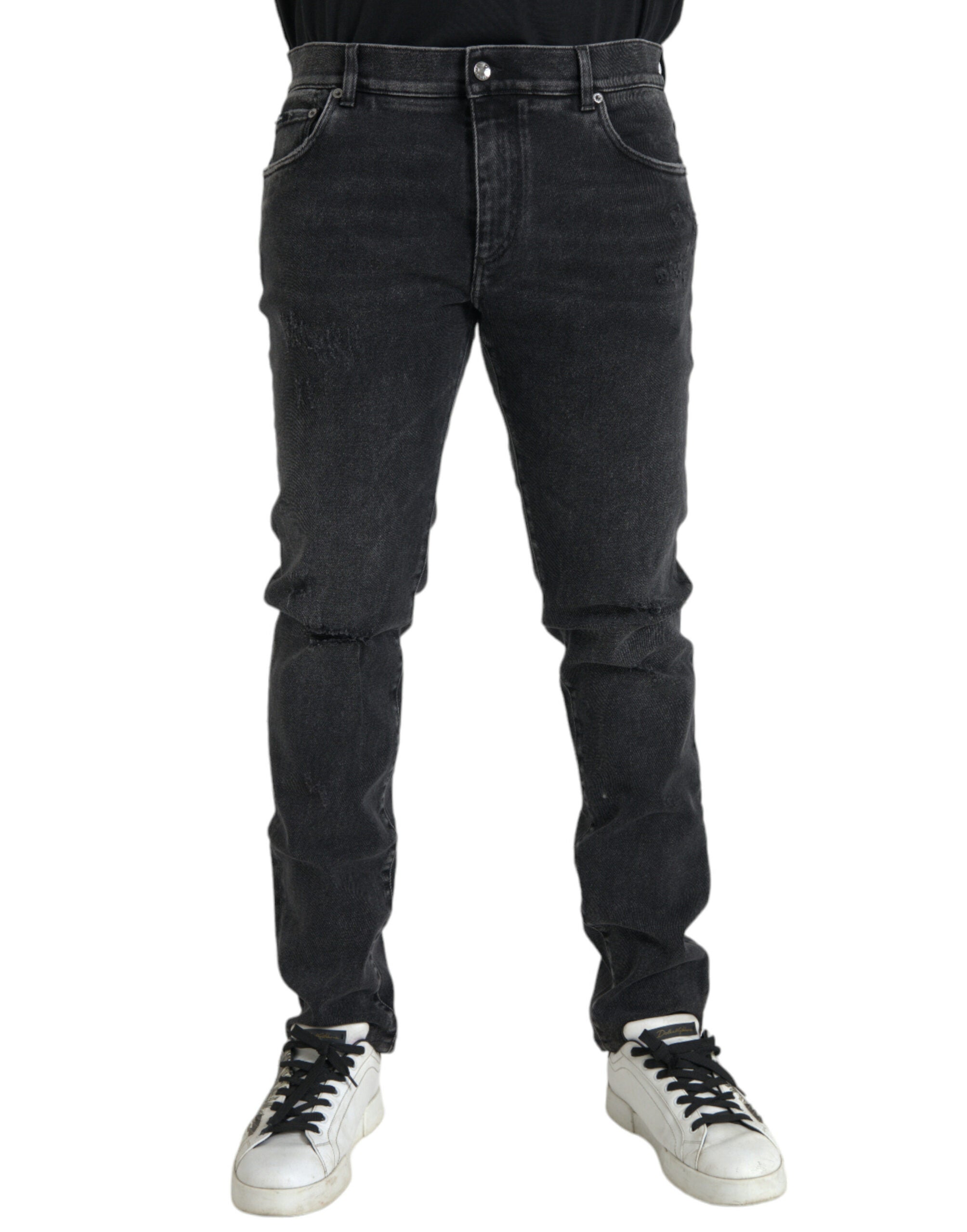 Cotton Stretch Skinny Denim Jeans — Gray