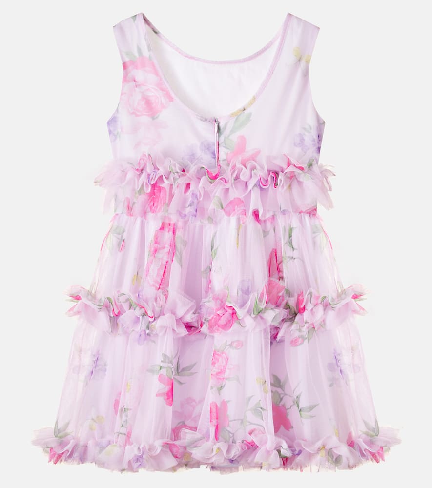 Floral ruffled tulle dress