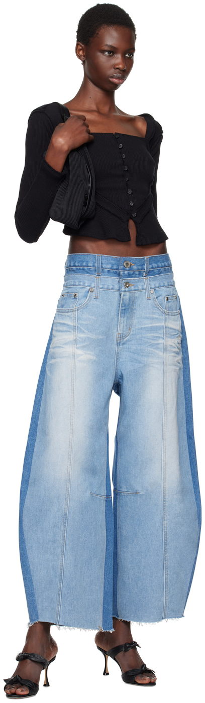 Rokh Blue Balloon Shaped Layered Denim Jeans