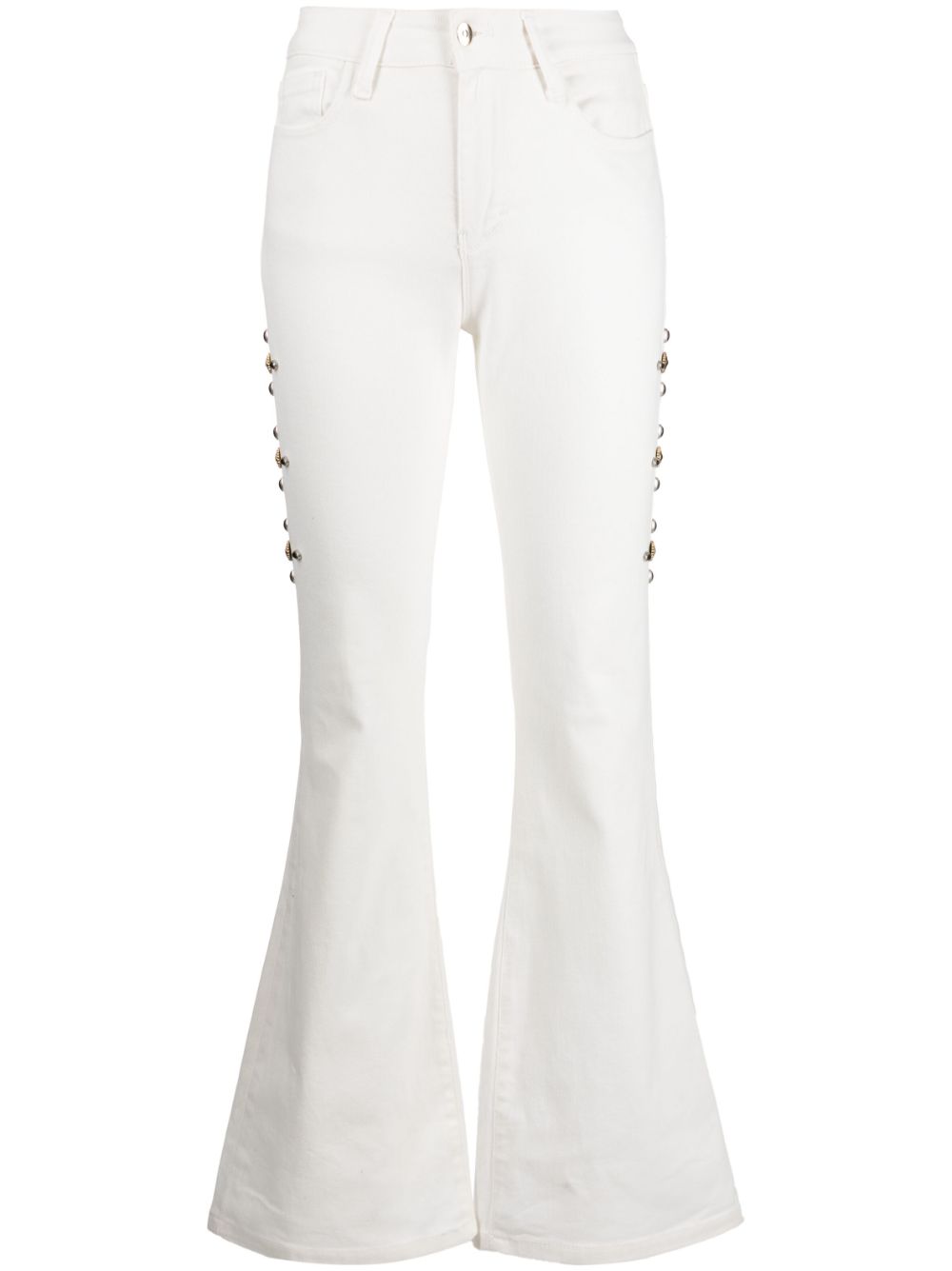 Stud-embellished flared jeans - White