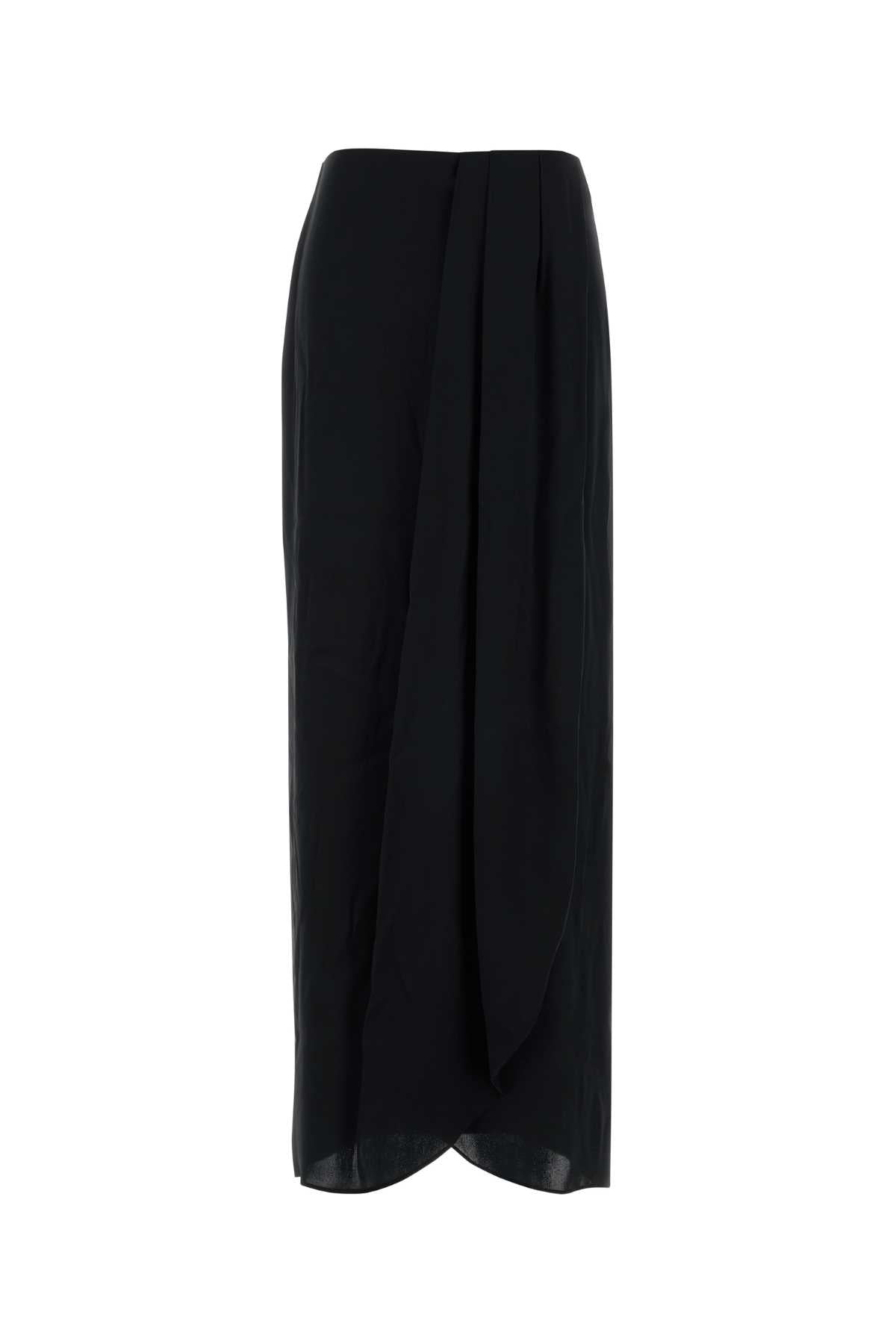 Acetate Silk Wrap Skirt — Black