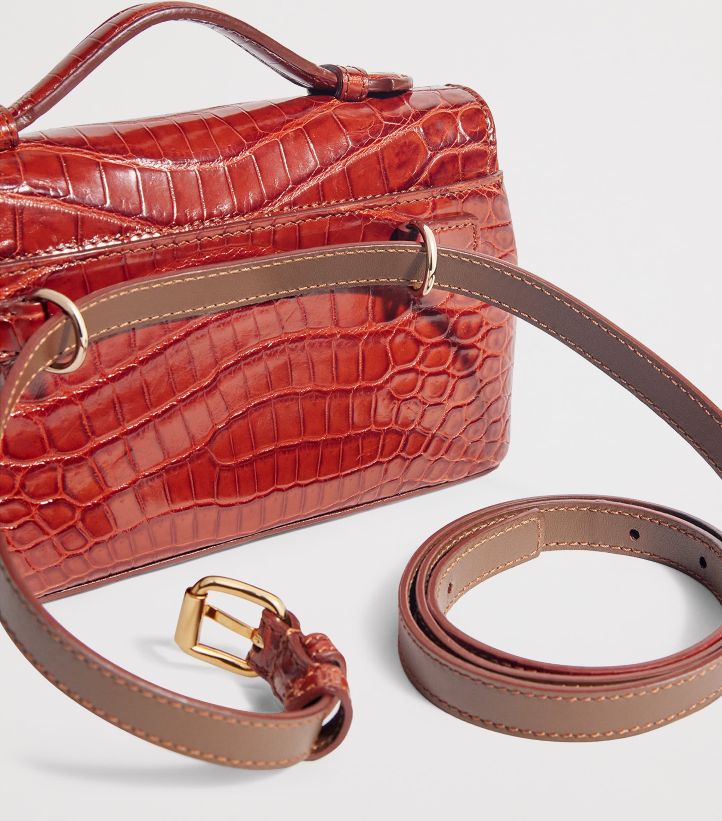 Analeena Crocodile Leather Top-Handle Bag