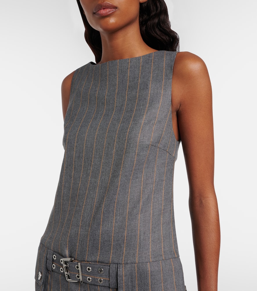 Belted pinstripe minidress