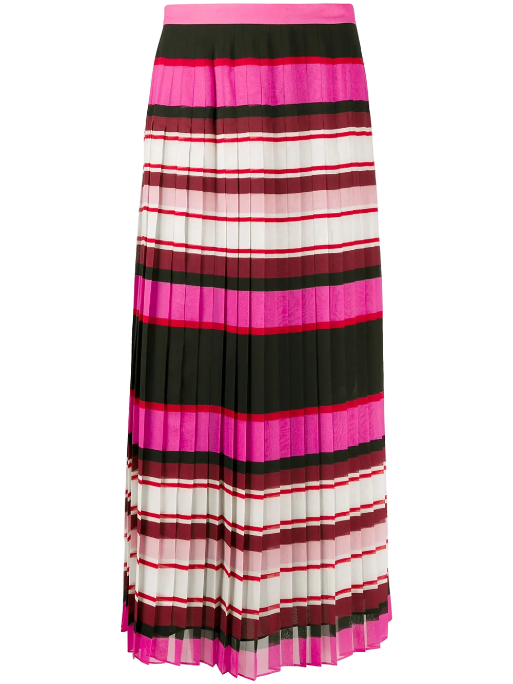 Striped Pleated Silk Skirt — Pink