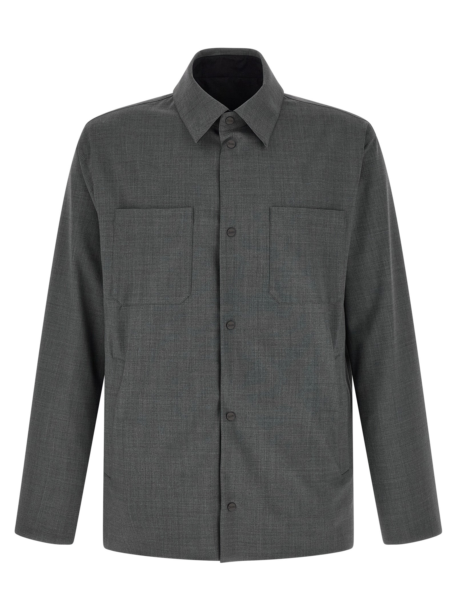 Reversible Wool-Blend Overshirt — Gray