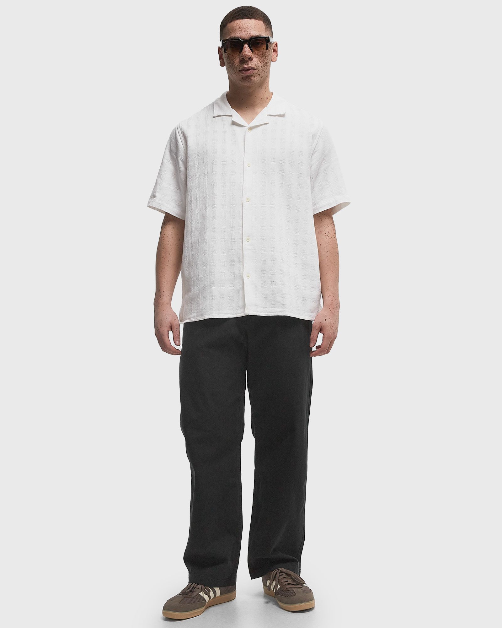 DIDCOT SS SHIRT OPEN WEAVE GRID white male Shortsleeves now available at BSTN
