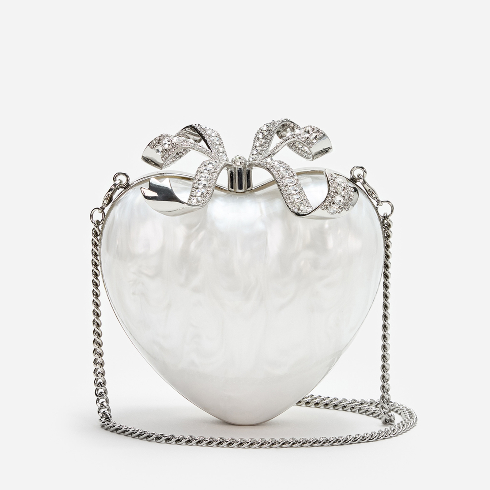 Self-Portrait Pearlescent Acrylic Heart Clutch