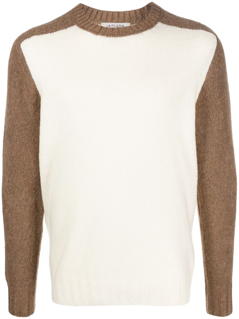 Colour-block crew-neck jumper - White