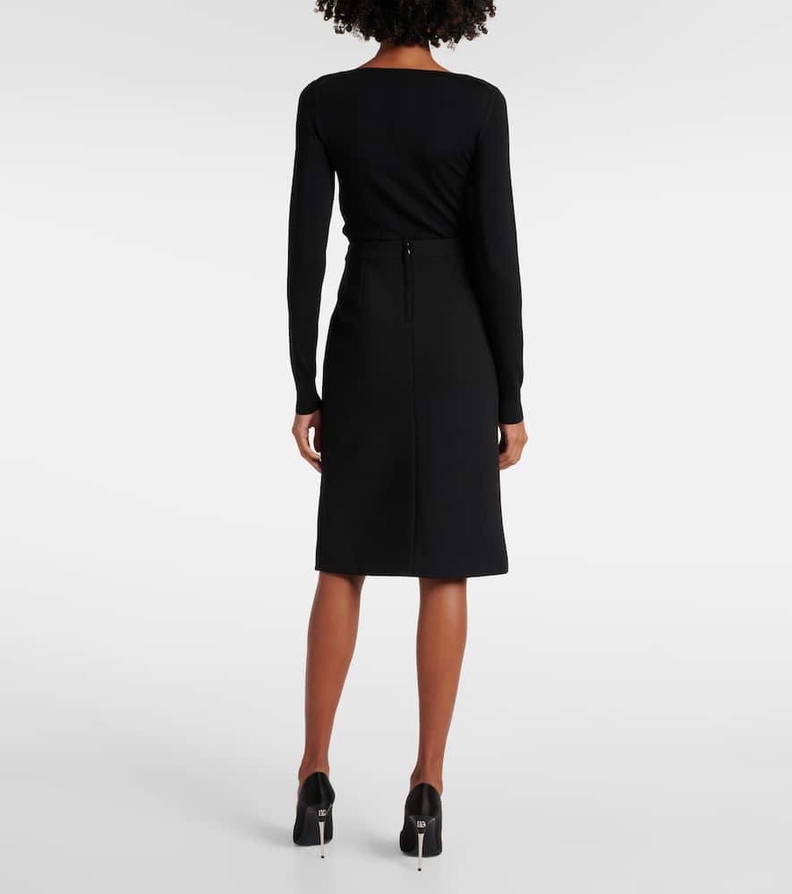 Wool-blend pencil skirt