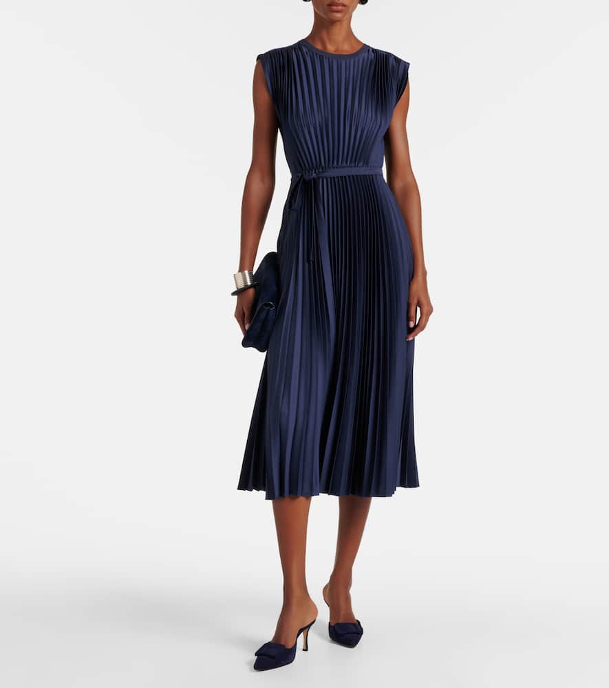 Volta plissé belted crêpe midi dress