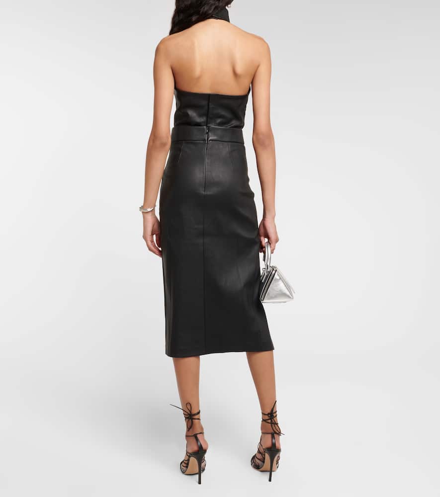 Lea leather midi skirt