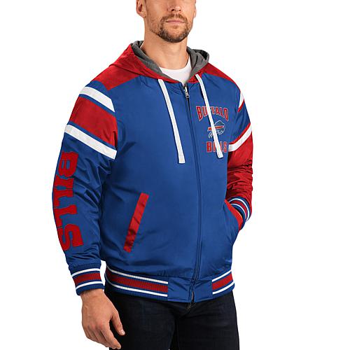 Men's Royal/Gray Buffalo Bills Extreme Full Back Reversible Hoodie Full-Z
