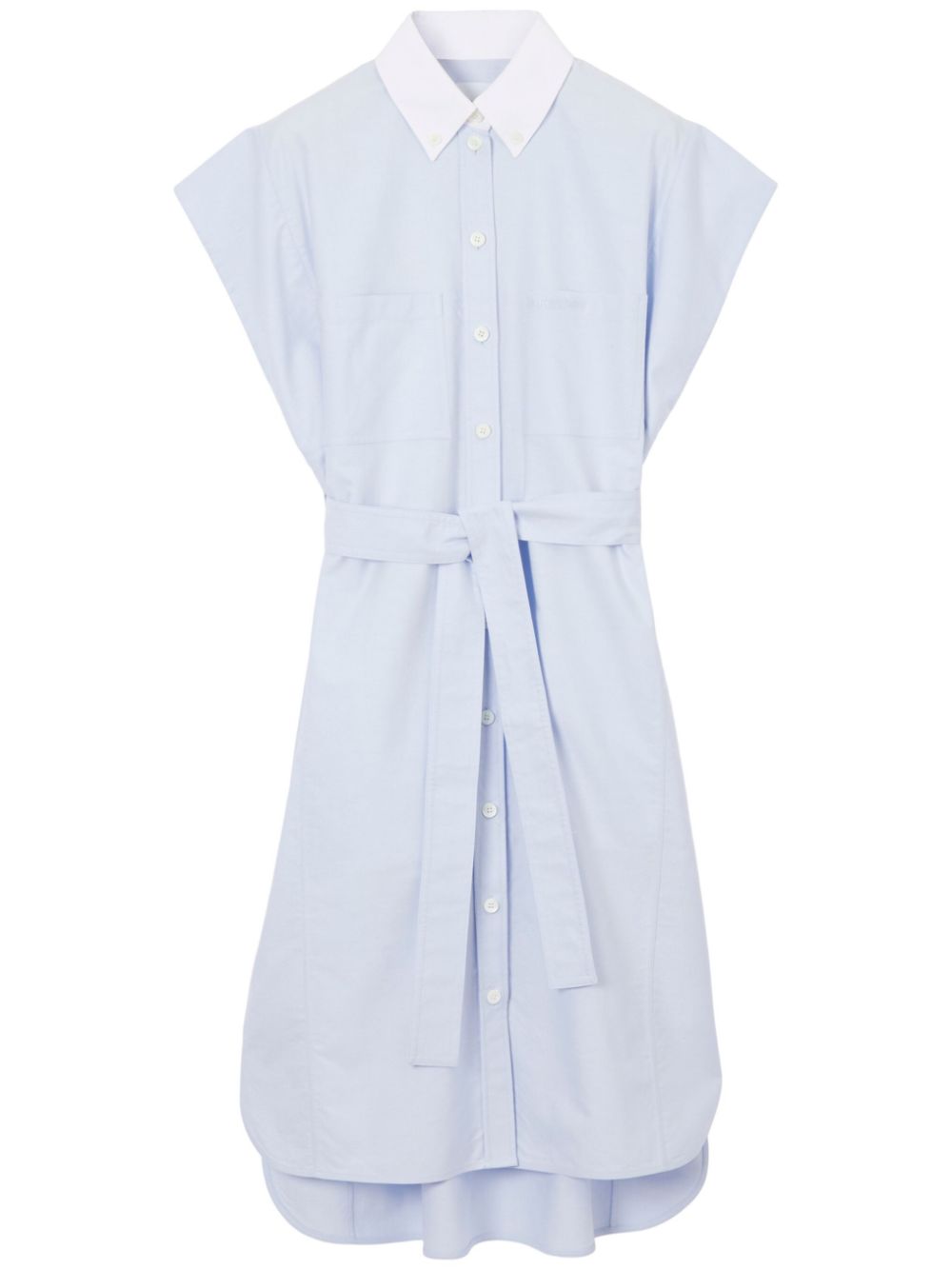 Belted cotton shirt dress - Blue