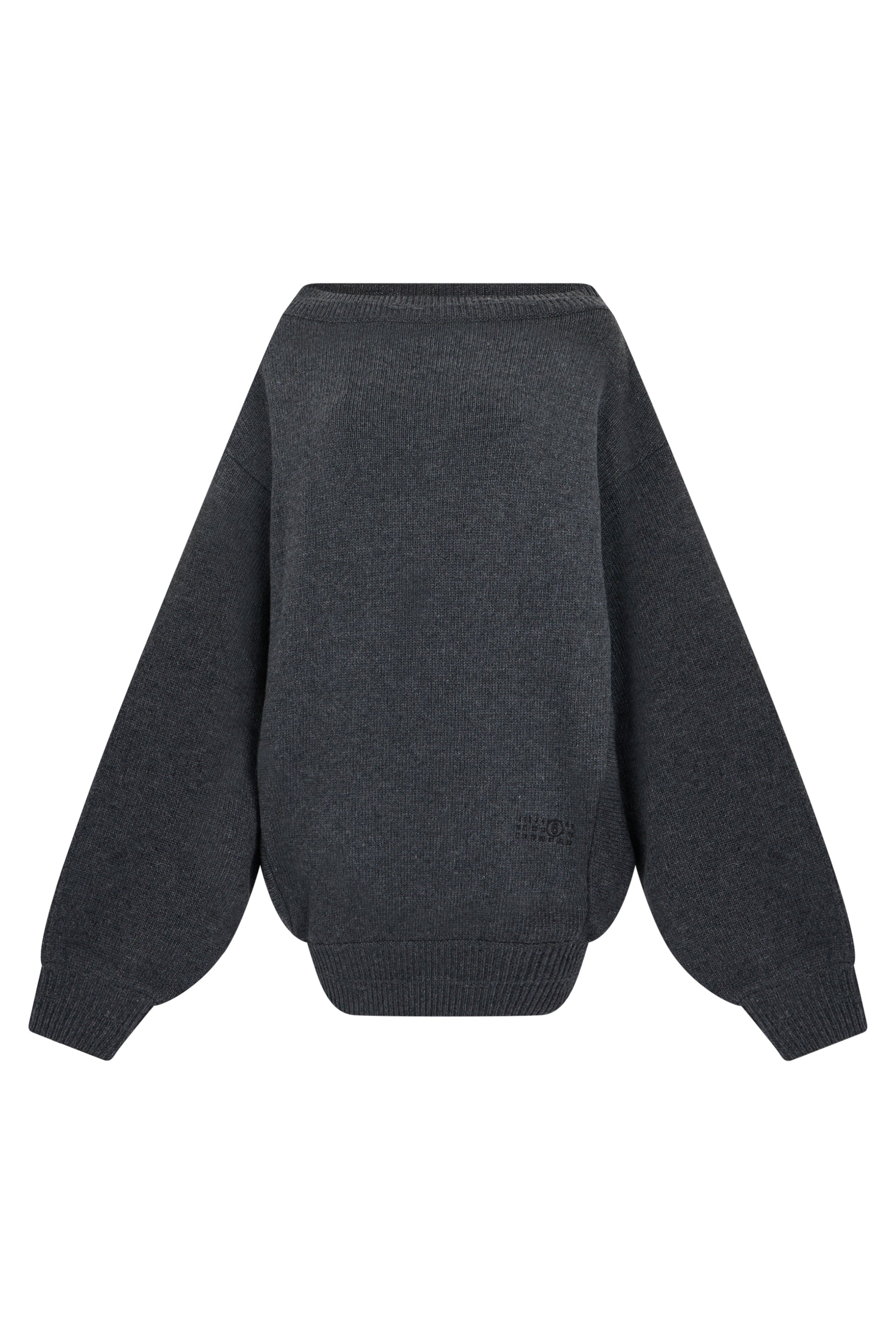Oversized Wool Sweater with Wide Collar and Elastic Hem