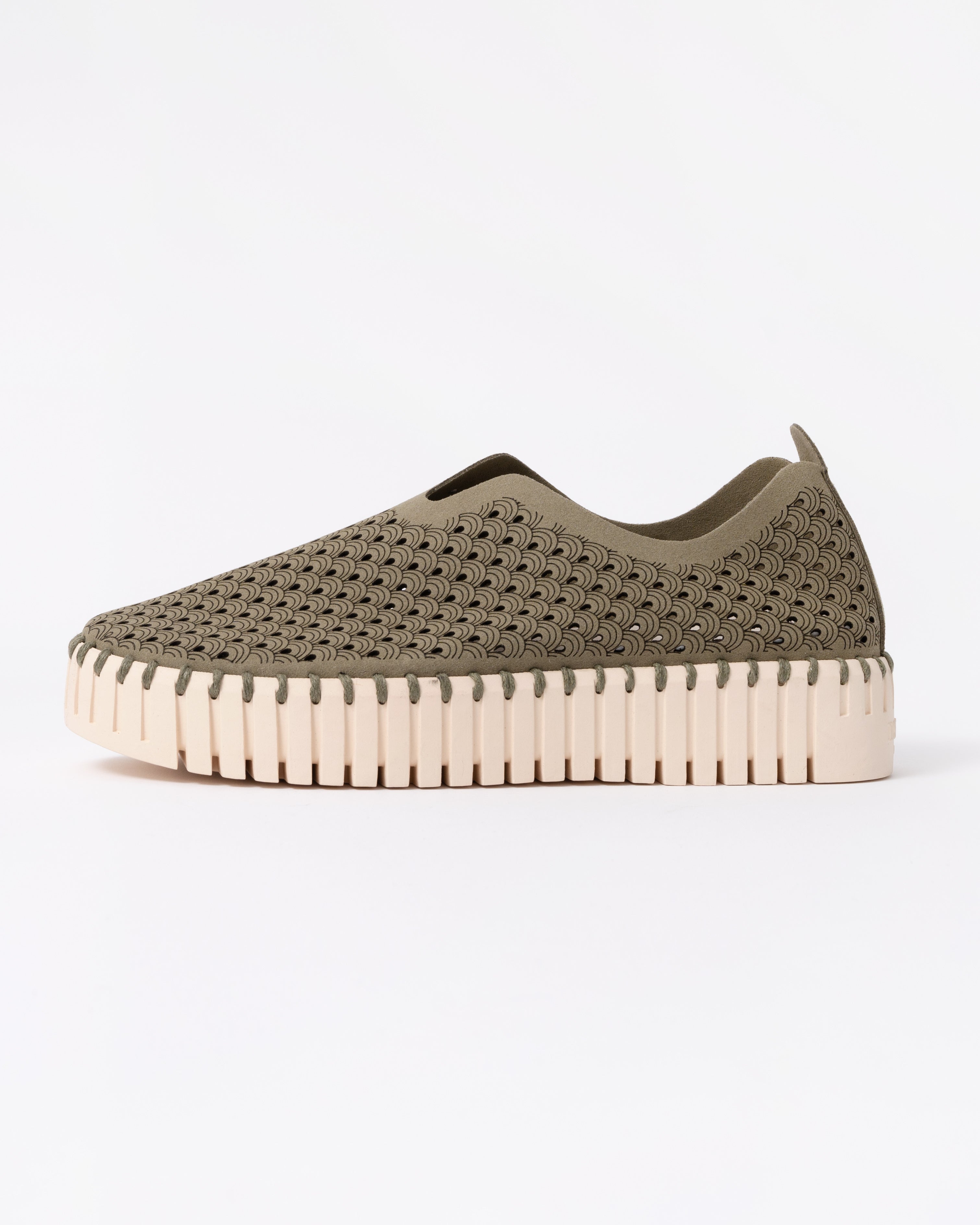 Ilse Jacobsen Womens Tulip Platform Shoes in Sage Green Nylon