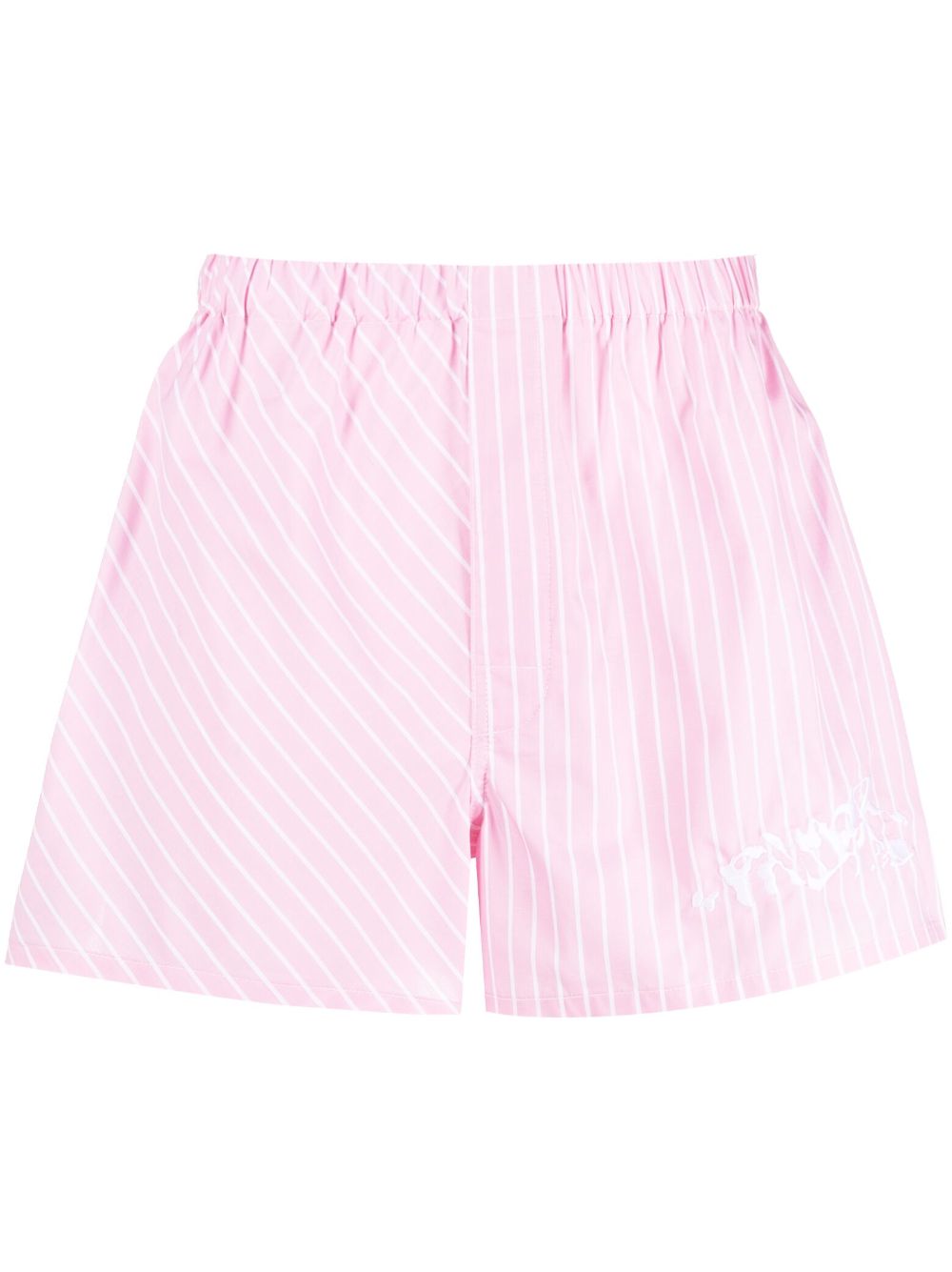 Embroidered-logo striped shorts - Pink
