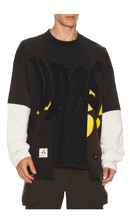 UPRISERS UPRS Double Layer Long Sleeve T-Shirt in Brown. S. Also in L, M, XL/1X