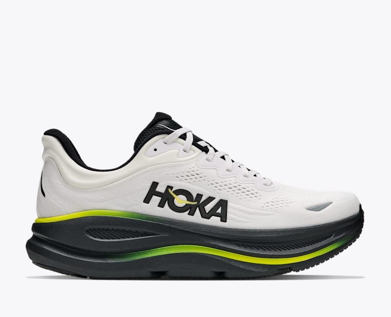 HOKA Men's Bondi 9 Shoes in White/Citrus