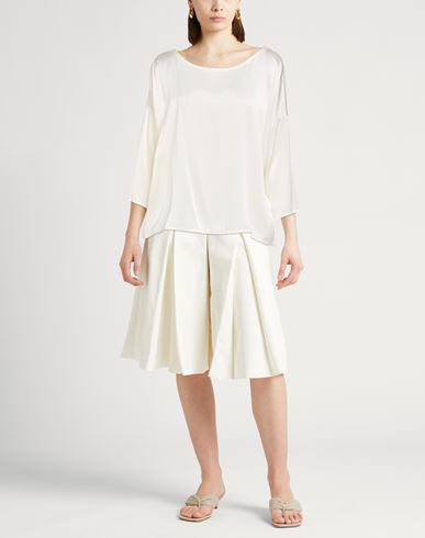 Woman Top Cream Size 2 Silk, Elastane