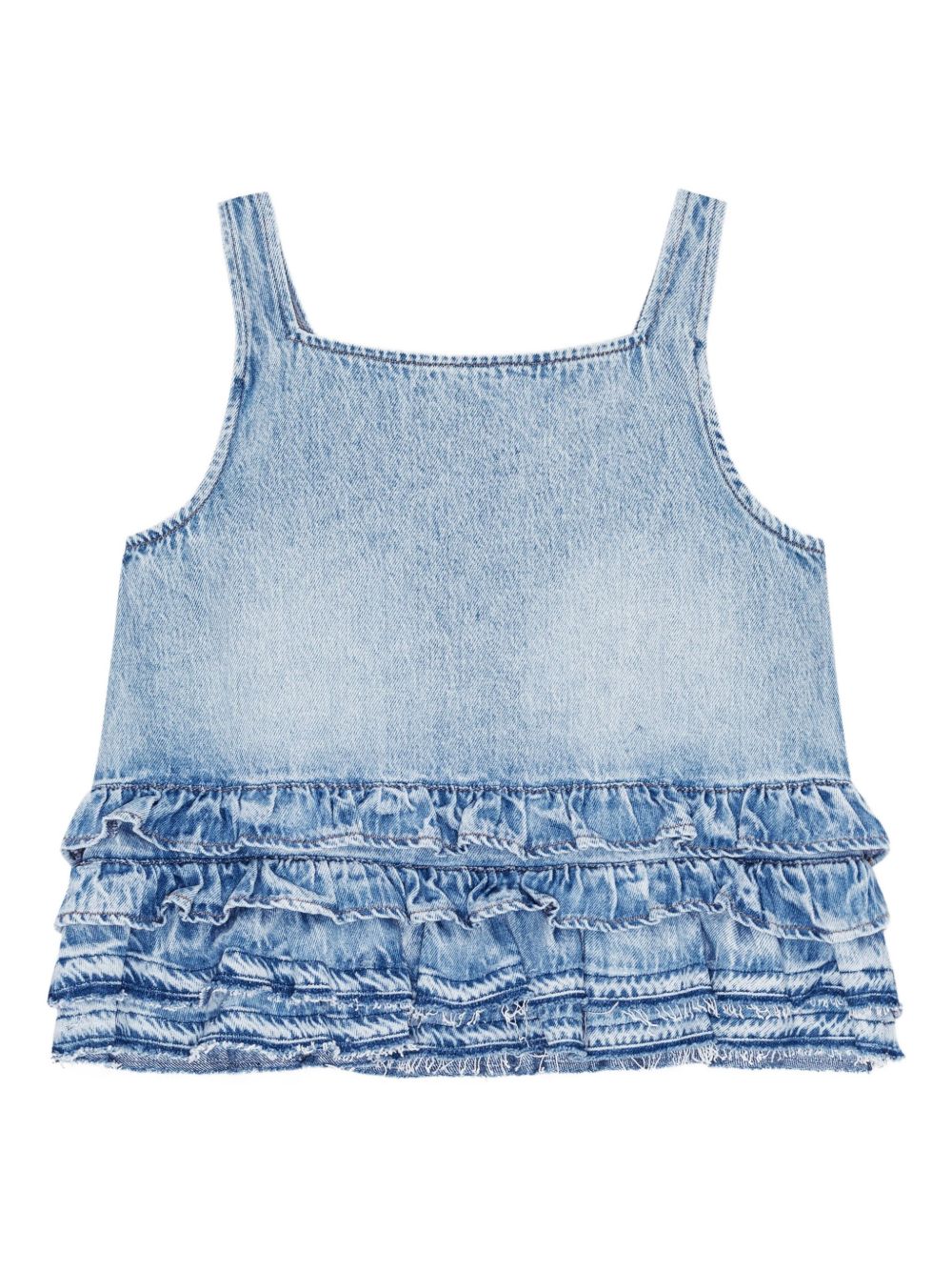 GANNI ruffled denim top - Blue
