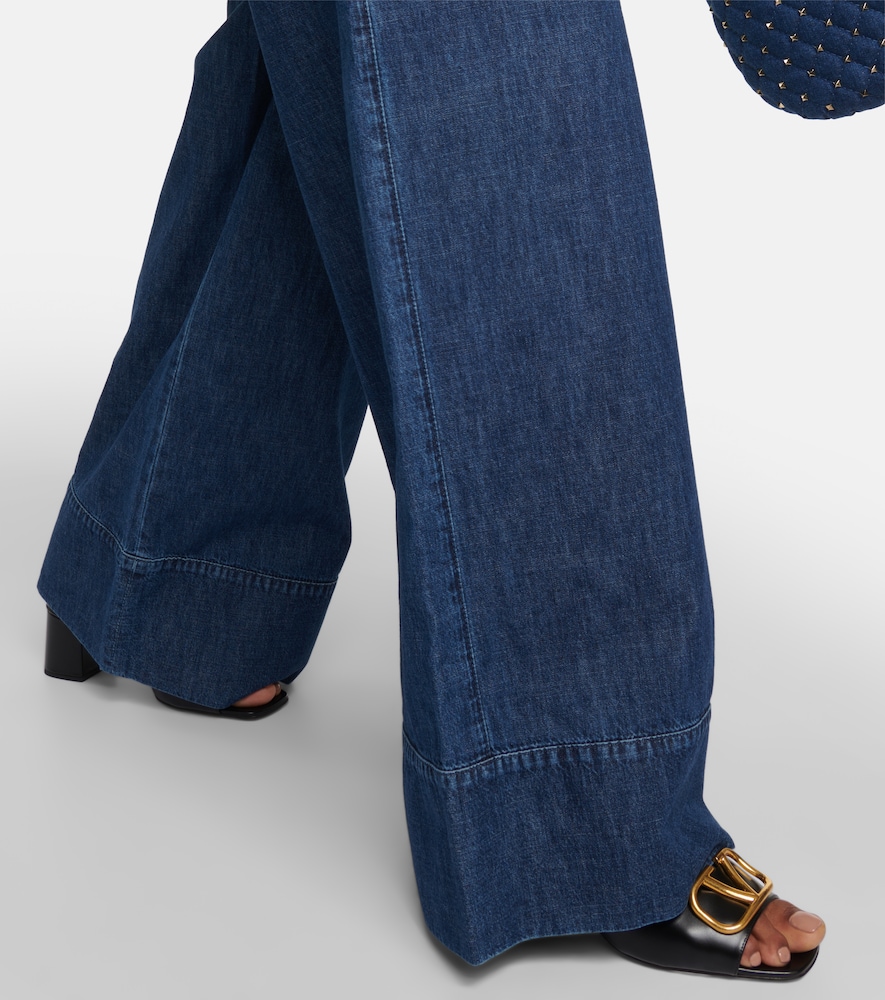 High-rise chambray wide-leg jeans