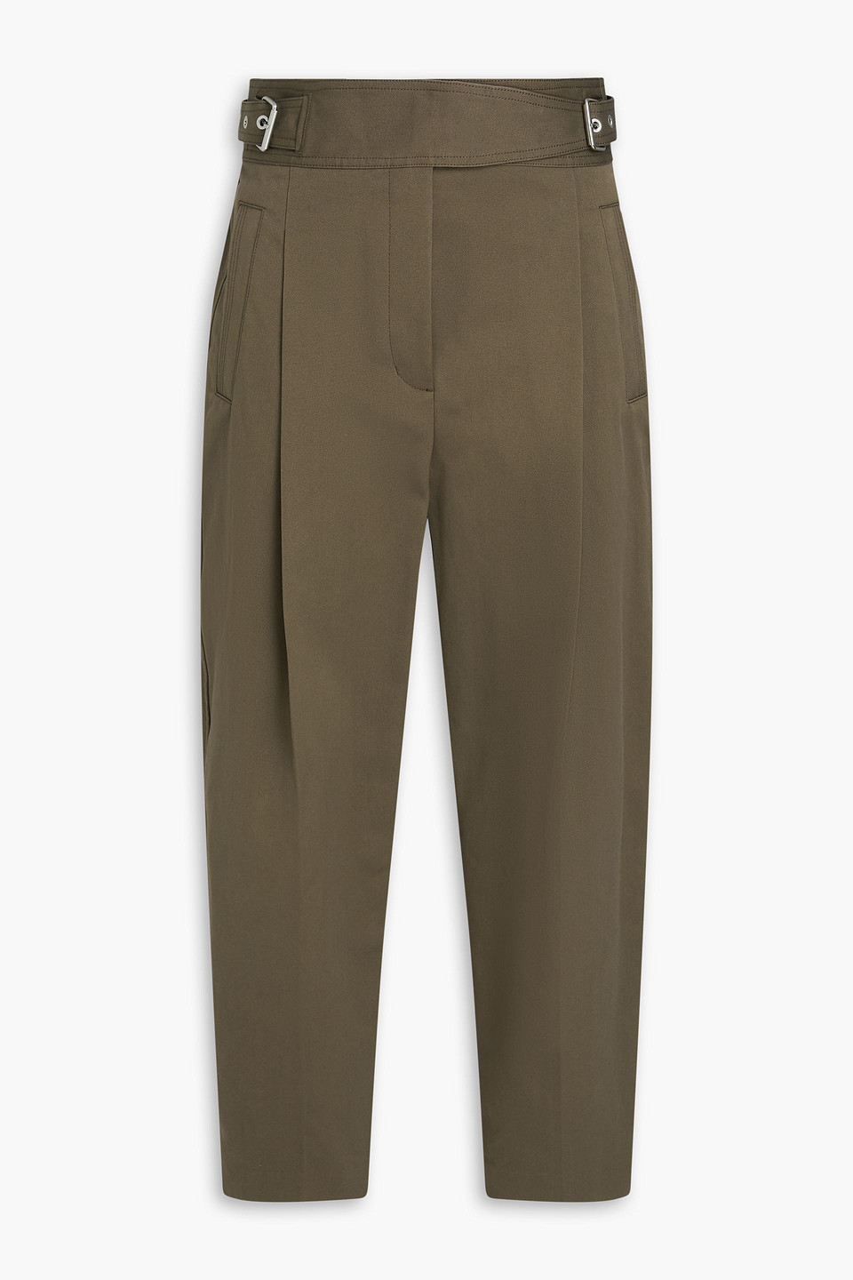 Cropped cotton tapered pants - Green - US 2