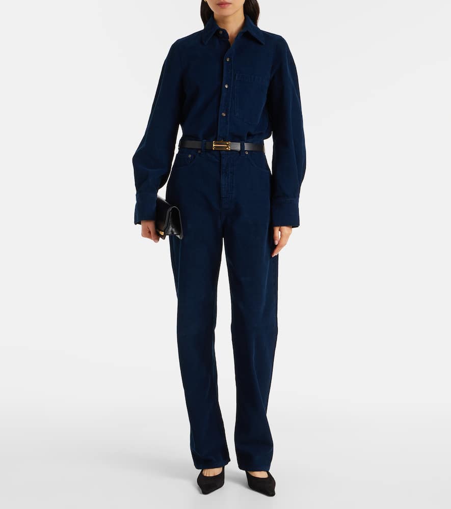 High-rise cotton corduroy straight pants