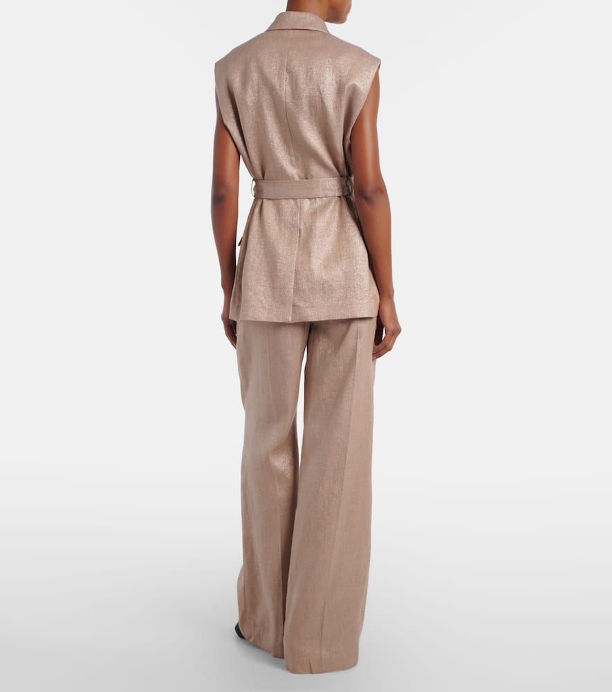 Linen-blend wide-leg pants