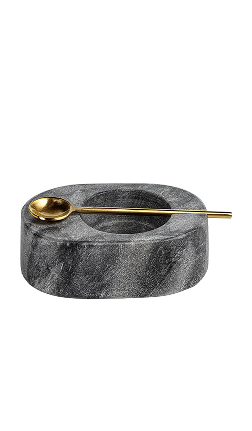 The Favorites Tuscan Marble Salt And Pepper Bowl With Gold Spoon en Grey