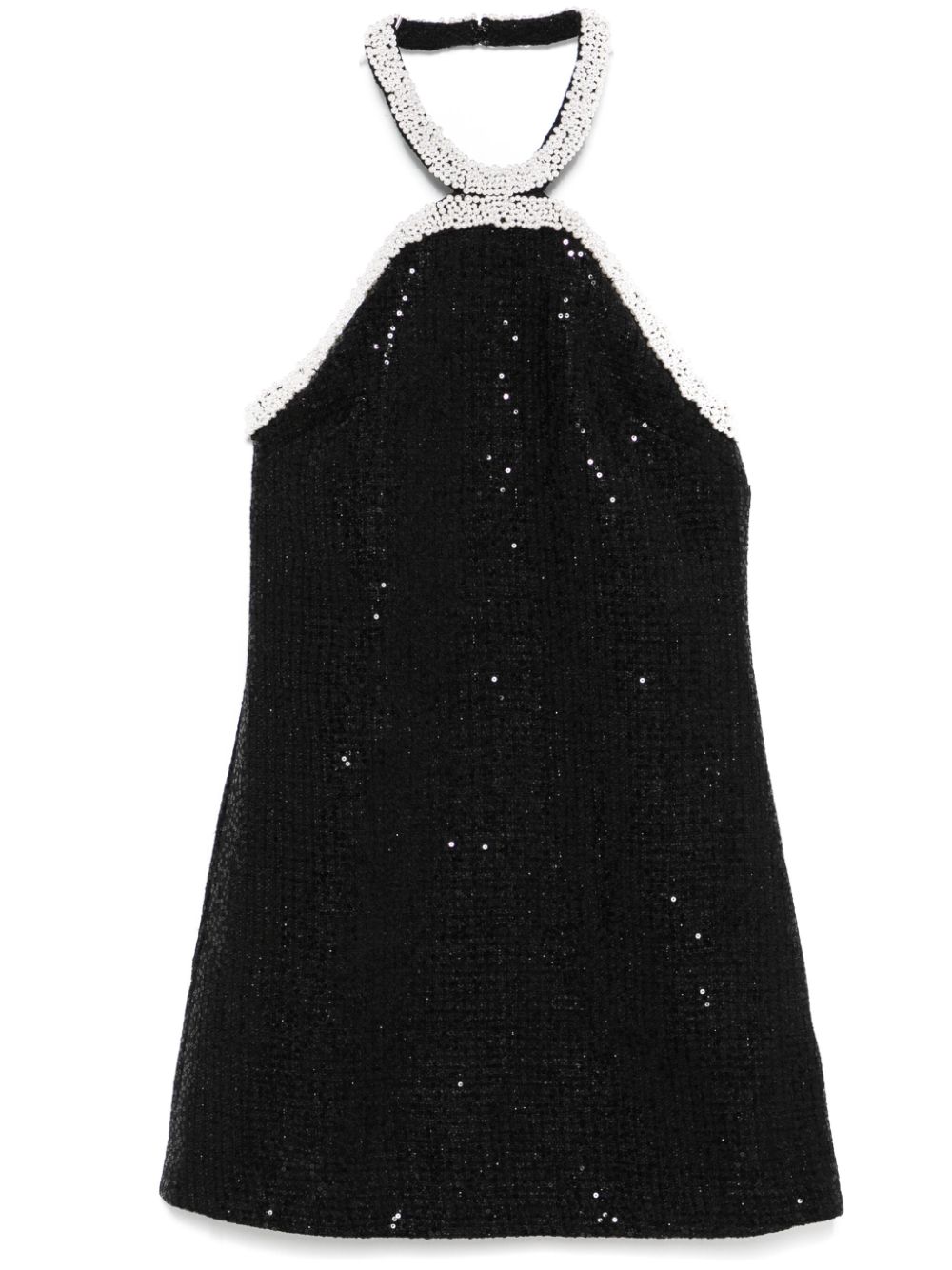 Bouclé pearl-trim mini dress - Black