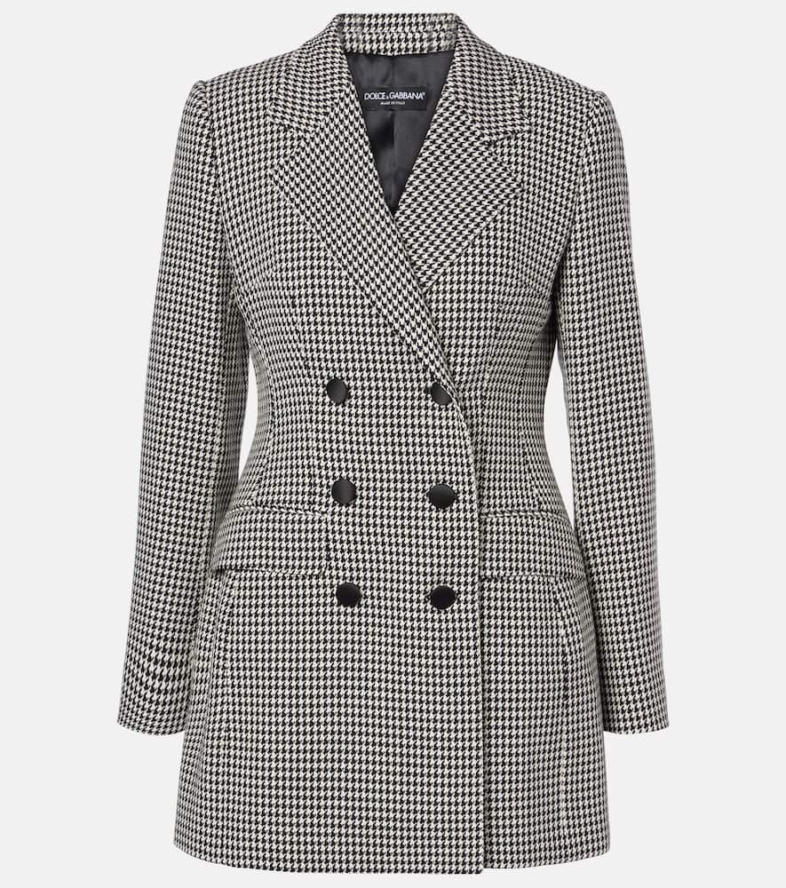 Houndstooth wool-blend blazer