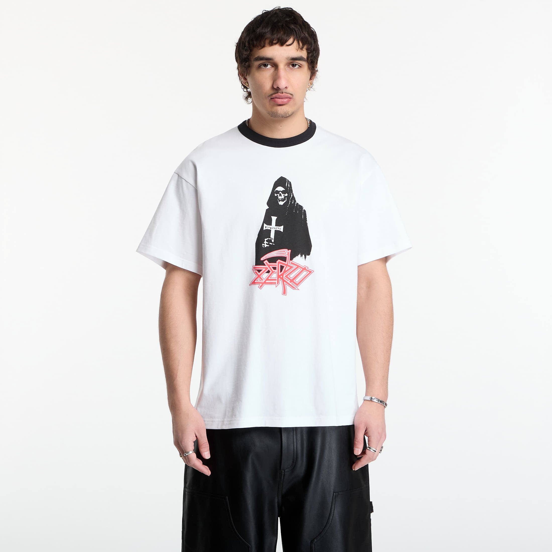 T-shirt PLEASURES Reaper Ringer White