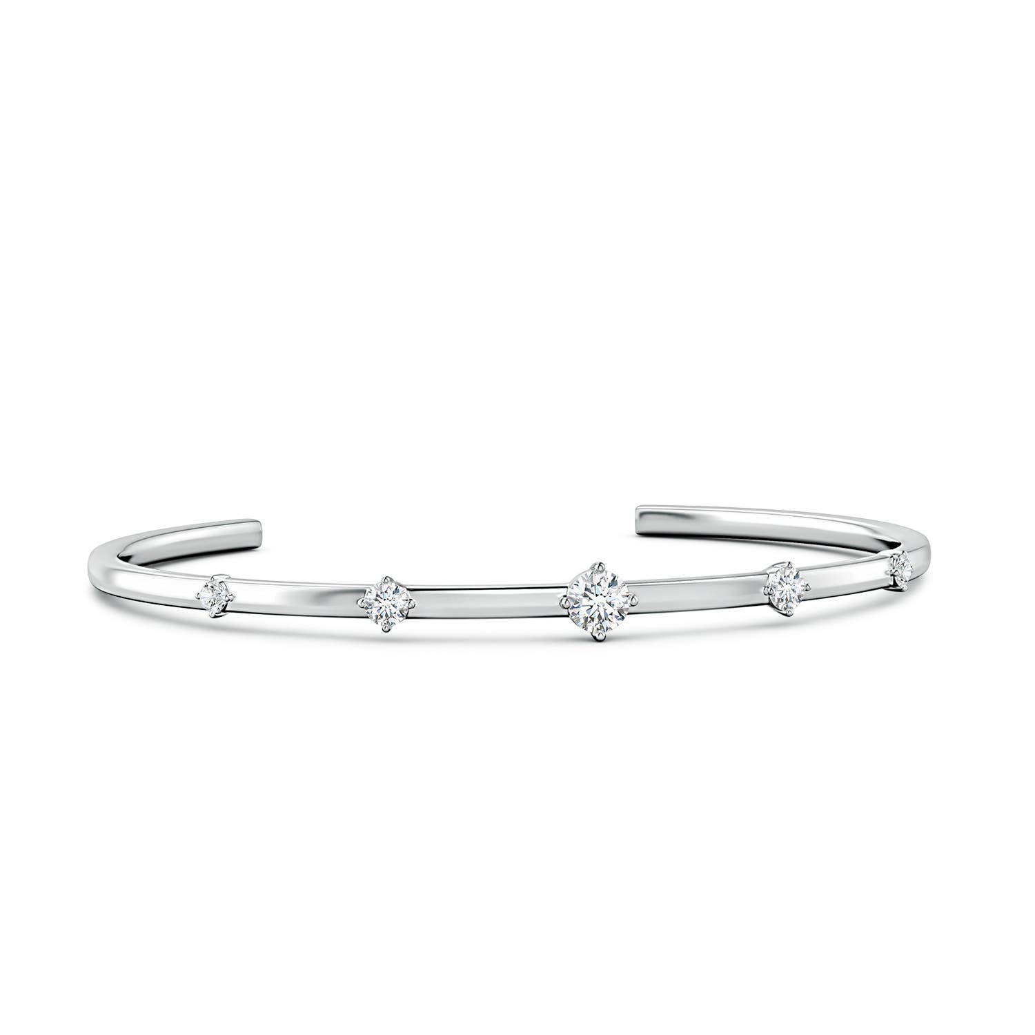 Angara 0.93 CTW Five-Stone Round Lab-Grown Diamond Station Cuff Bracelet in 14K White Gold