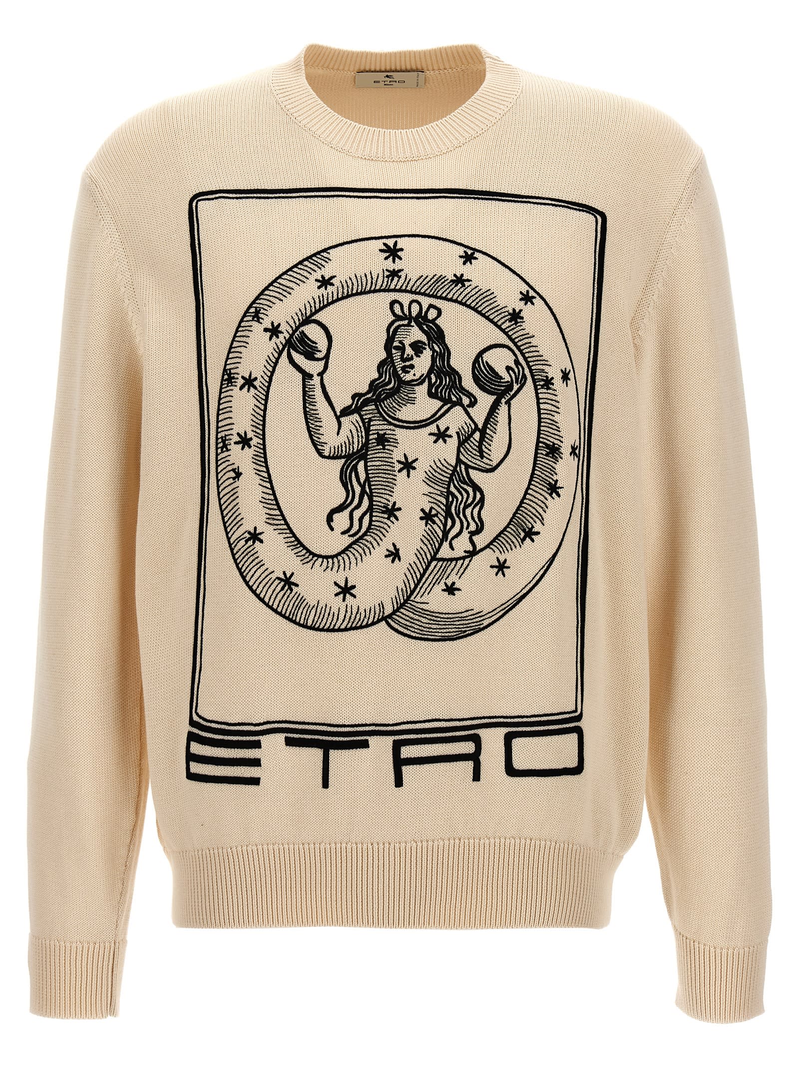 -Logo Embroidery Sweater Maglioni Beige-Uomo
