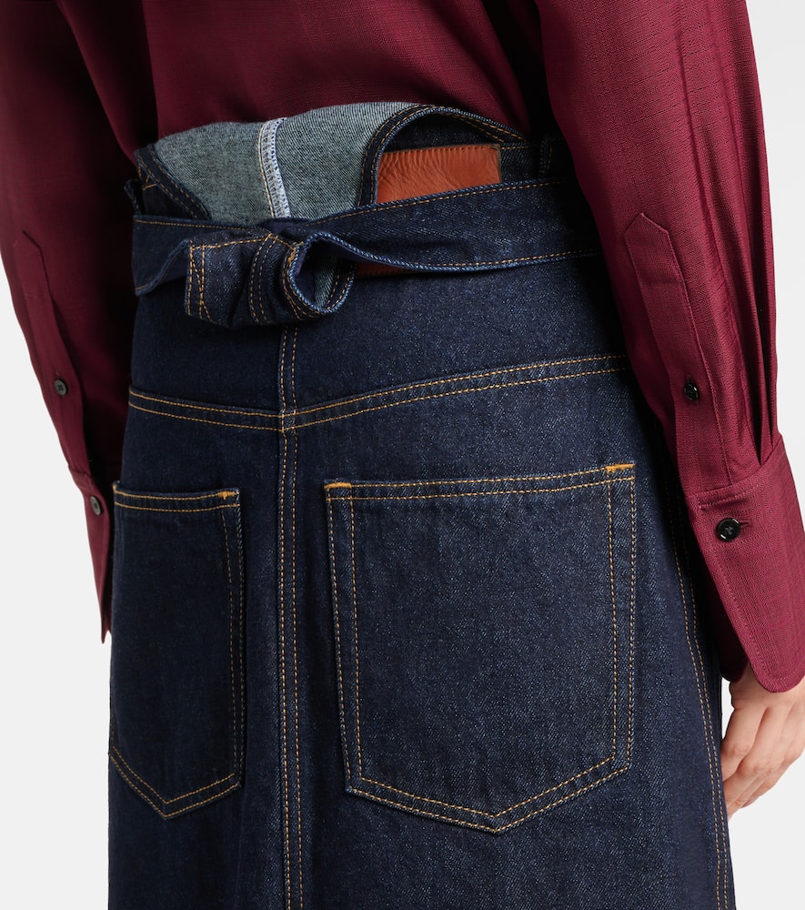 Convertible denim midi skirt