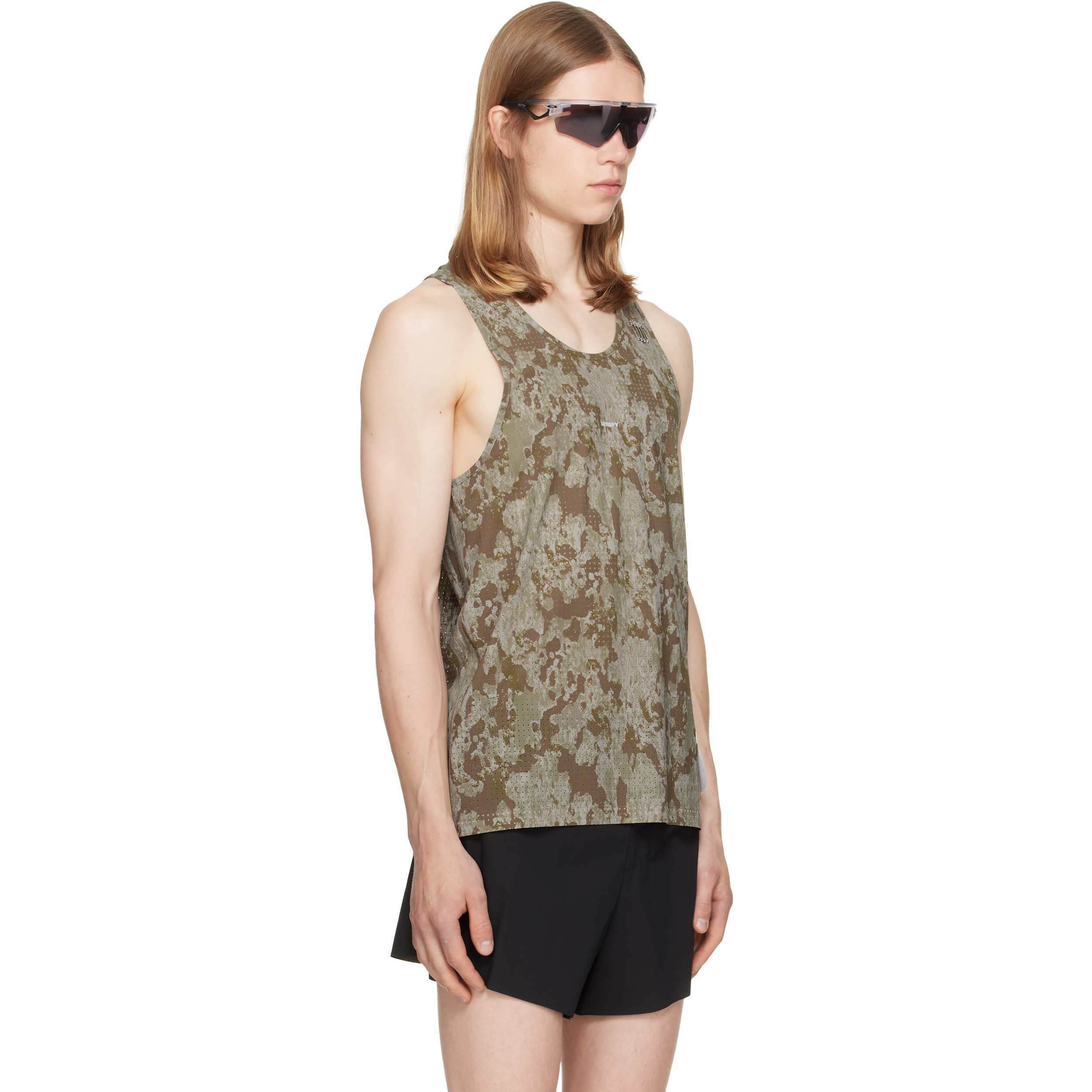 Khaki Space‑O Singlet Tank Top