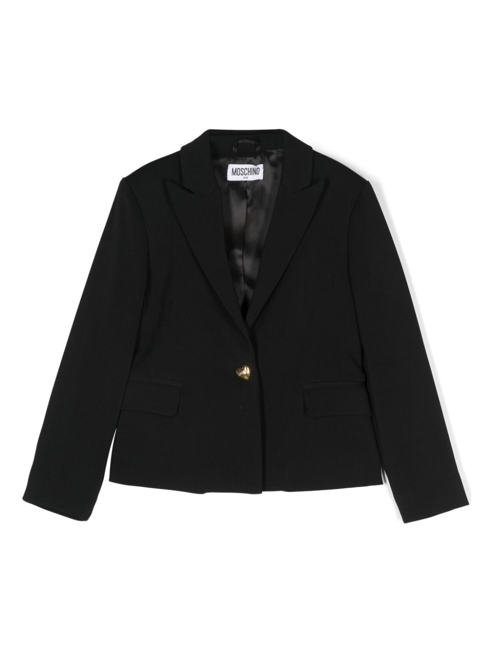 Heart-button single-breasted blazer - Black