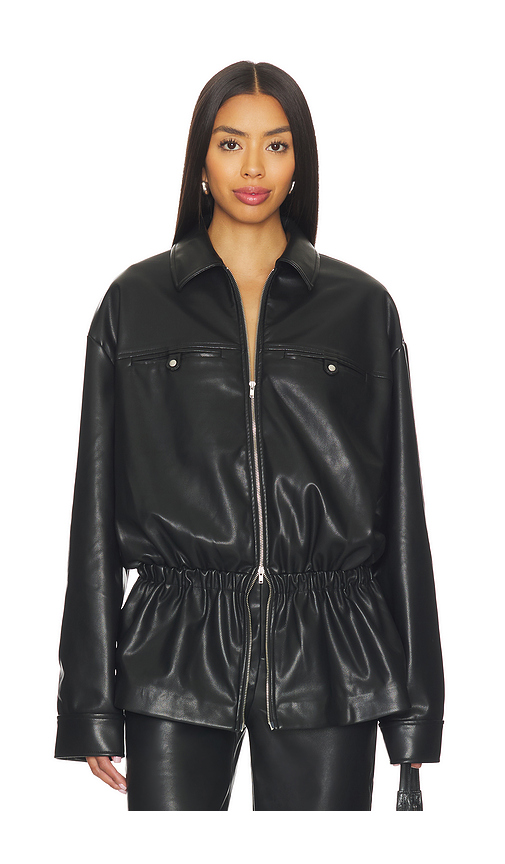 Lovers and Friends Greta Faux Leather Jacket in Black. L. Also in XS
