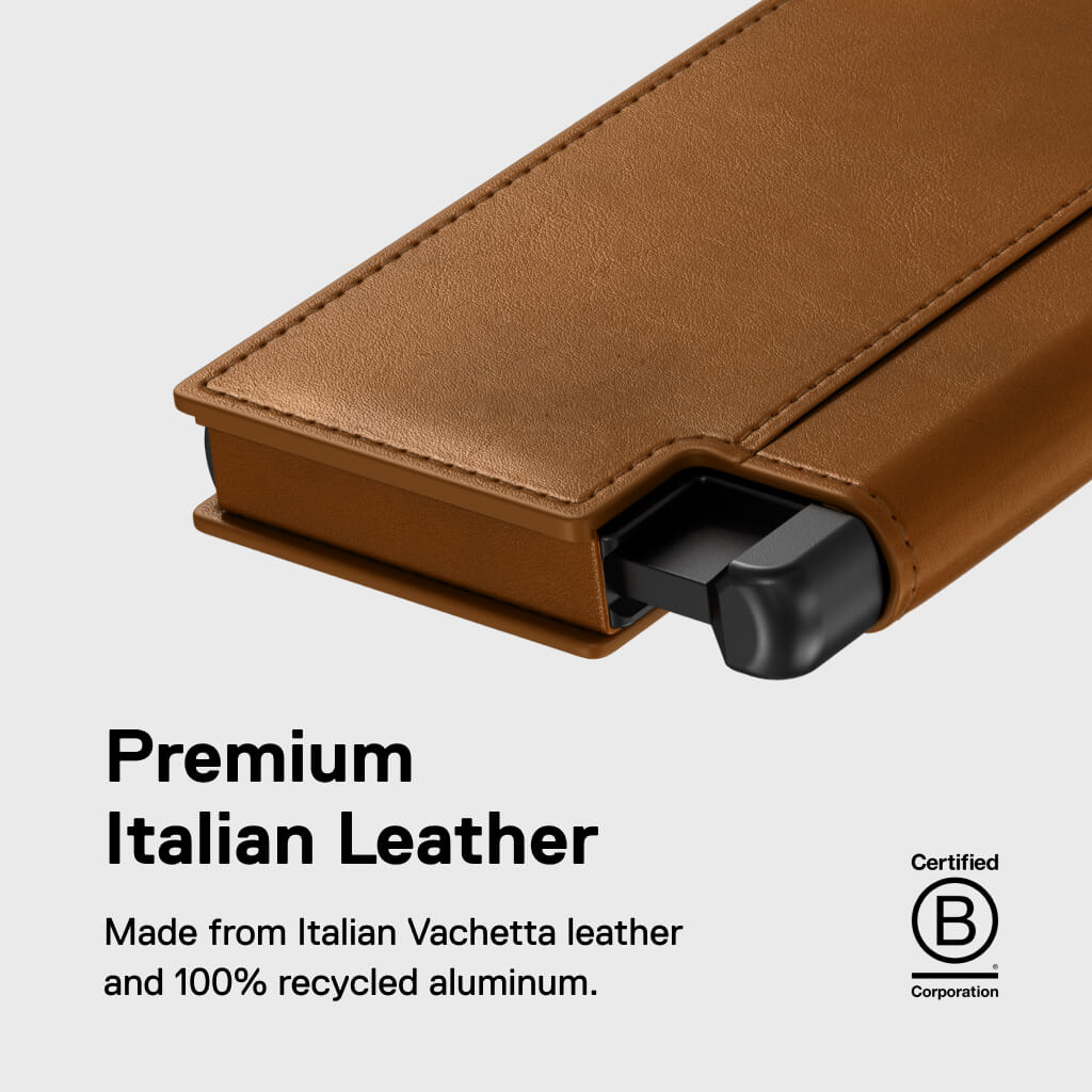 Men's Wallet - Perforated Brown Pro Premium Slim Men's Wallet Trackable Wallet Leather Smart Wallet RFID Blocking