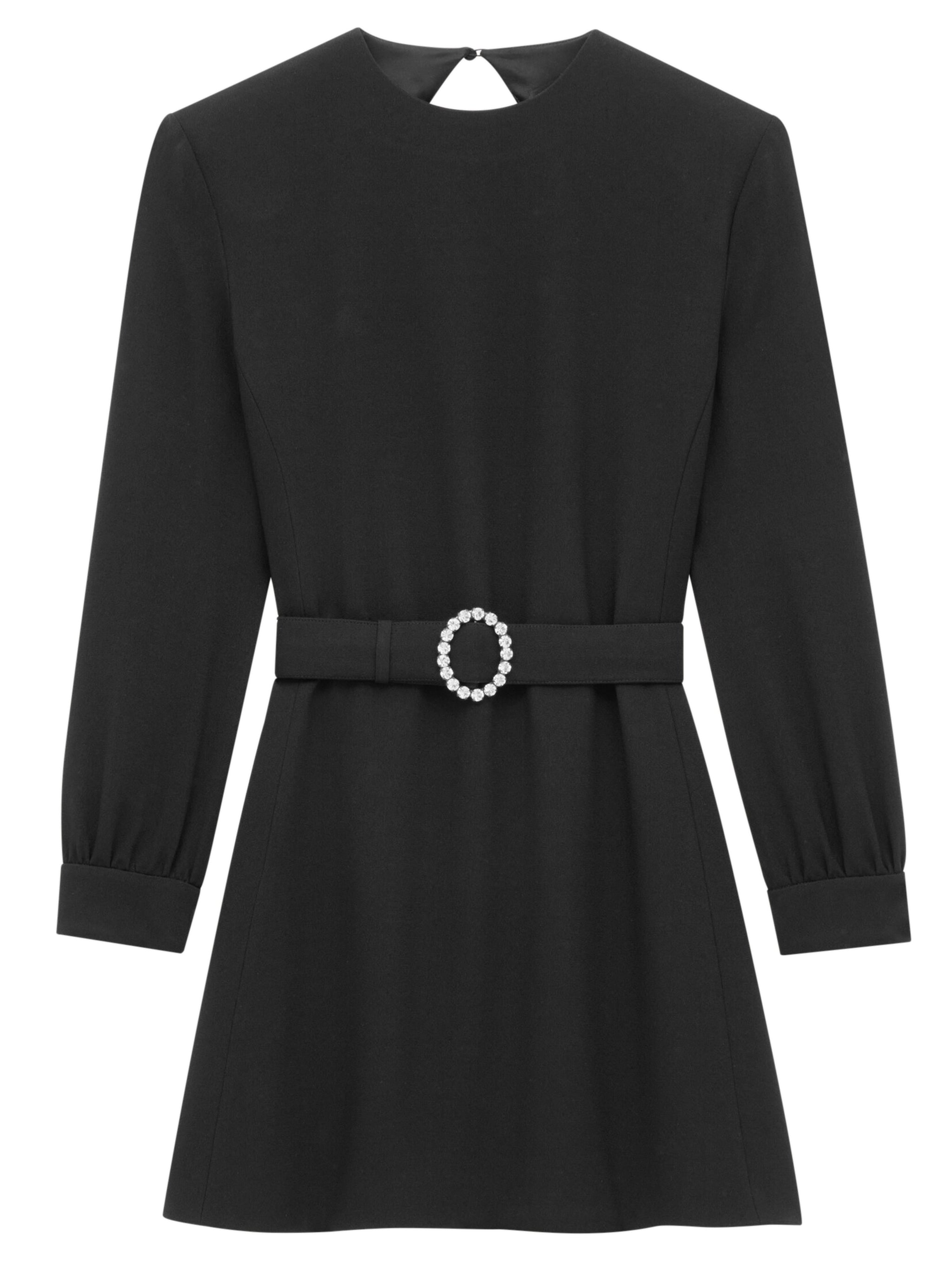 Elegant Long-Sleeved Mini Dress with Removable Belt