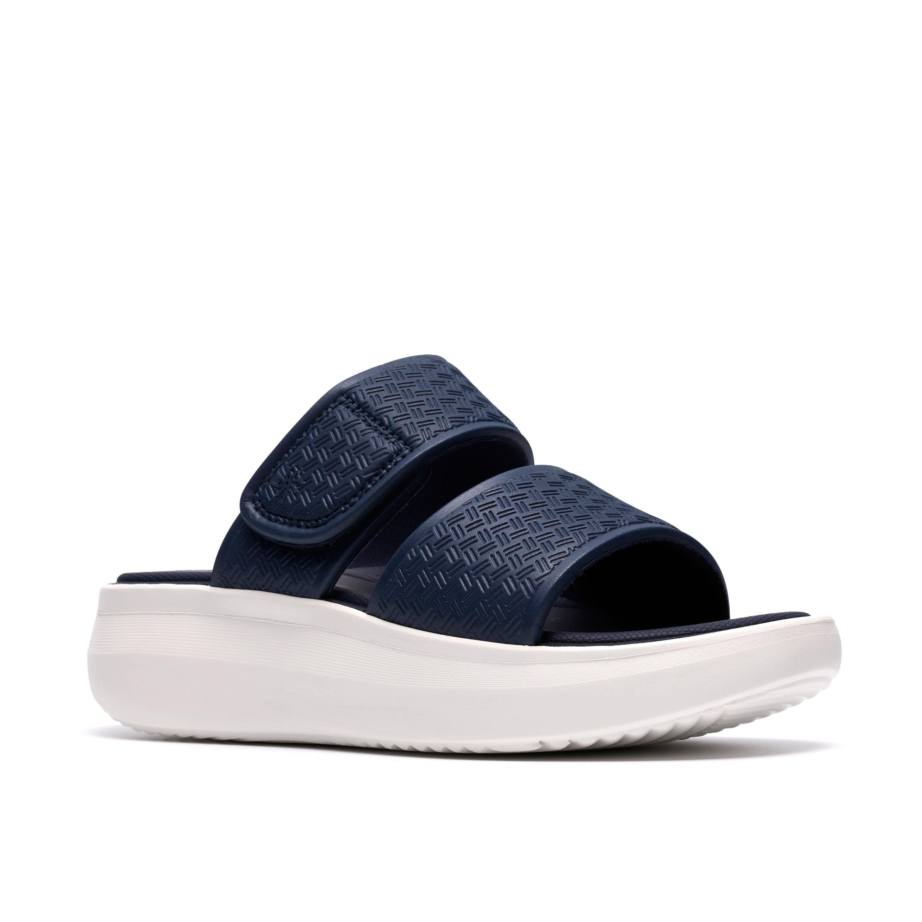 Clarks Solevana Star2 Navy Flat Sandals,sliders In Blue